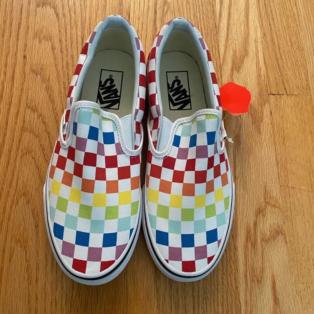 rainbow checkered vans